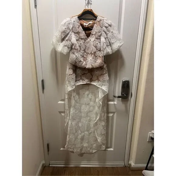 Elliatt Indira Floral Top & Skirt Set in Mesh White bridal bachelorette NWT$650 - Picture 7 of 16